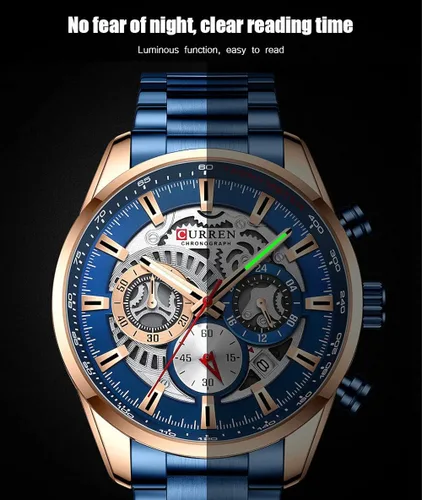 Vista 4 de FANMIS Relojes de lujo para hombre, reloj de pulsera analógico de cuarzo de acero inoxidable impermeable