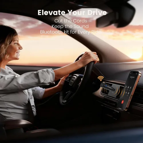 Vista 4 de Maedhawk - Adaptador auxiliar Bluetooth 5.4 de 0.138 in para automóvil, cancelación de ruido Micrófono integrado para llamadas manos libres, audio