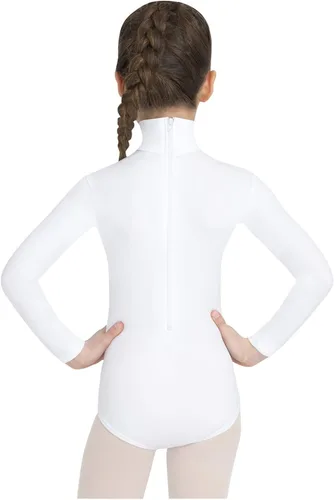 Vista 2 de Capezio Maillot básico de cuello alto de manga larga con broches para niña