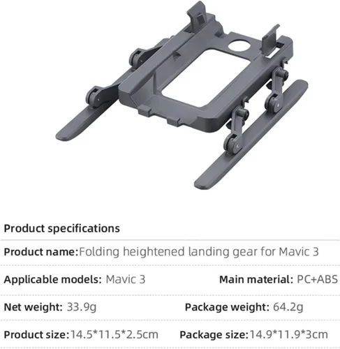 Vista 5 de SeiZed Foldable Landing Gear for D-JI Mavic 3 Drone Quick Release Heightening Protection Bracket Feet Stand Support Protector Accessory
