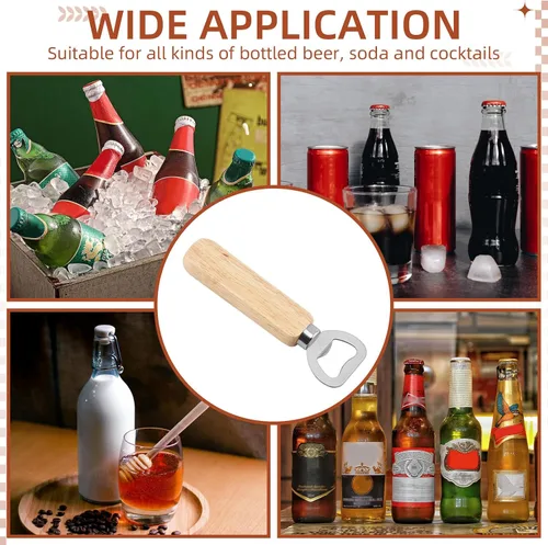 Vista 7 de Abrebotellas de madera, 50 unidades de abrebotellas de madera a granel, abridor de botellas grabable para bricolaje, para regalo, boda, fiesta