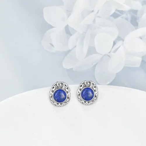 Vista 3 de Aretes de piedra natural de plata de ley con forma de abrazofiligrana, joyería de regalo de Navidad para mujeres y niñas