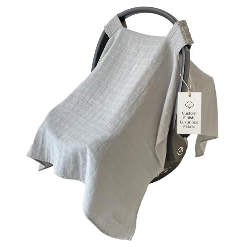Vista 16 de MOZAH Funda de asiento de coche para bebé, hojas beige, 100% muselina orgánica, suave, transpirable y ligera, esencial para asiento de automóvil