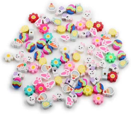 Vista 66 de 100 piezas de cuentas de arcilla polimérica Heishi espaciadoras mixtas, suministros para hacer pulseras, pendientes, collares de bricolaje, Bandera