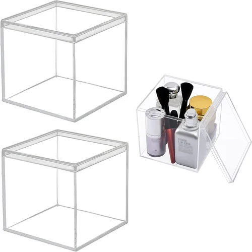 Vista 21 de KissYou Caja pequeña de acrílico con tapa transparente para dulces, cajas para exhibición, decoración de fiesta, plástico, cuadrado, cubo