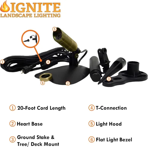 Vista 2 de Ignite Mini proyector LED de latón de 1W para iluminación de paisaje