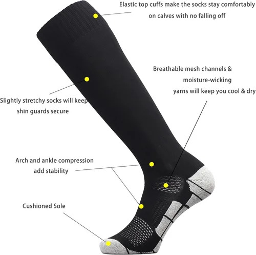 Vista 3 de CWVLC - Calcetines de fútbol (135 pares) calcetines altos hasta la rodilla, para deportes de equipo, para adultos, jóvenes y niños