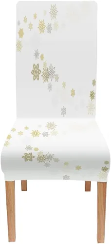 Vista 141 de CAPSCEOLL Christmas Dining Chair Covers,Snowflakes Festive Winter Pattern Stretch Chair Covers for Dining Room Set of 2 Washable Spandex Parson