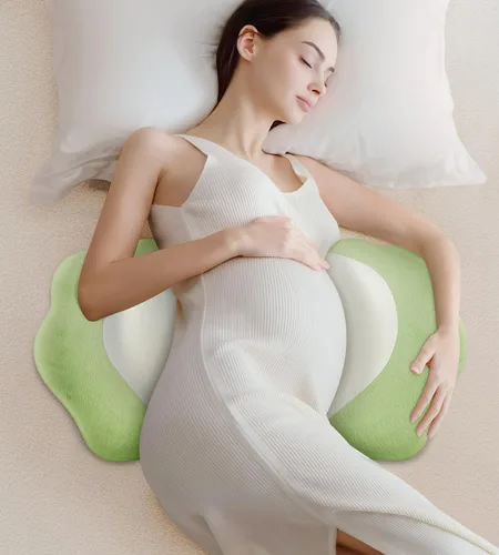 Vista 9 de DONAMA Almohada de embarazo para dormir, desmontable y ajustable, almohada de maternidad de apoyo de doble cara, agradable a la piel para mujeres