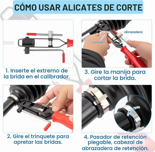 Vista 4 de Juego de alicates de abrazadera de arranque CV con 10 bandas tipo oreja para eje auto y ATV CV axle boot crimping tool with 10 bands, precise