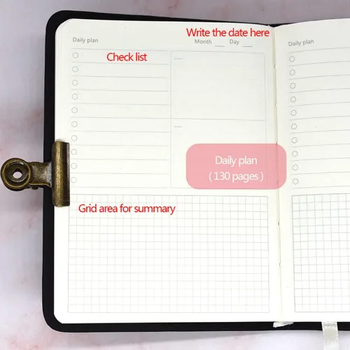Vista 5 de Agenda diaria A6 sin fecha, diario de cielo estrellado, agenda mensual y diaria, agenda pequeña, fecha de autolenado, cubierta de piel sintética