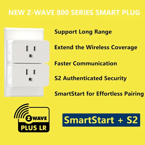 Vista 7 de Minoston Enchufe Z-Wave, enchufe inteligente 800, extensor de rango de repetidor integrado, rango LR de 1300 pies, requiere concentrador Z-Wave