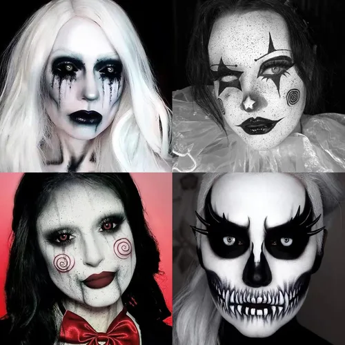 Vista 6 de White Face Paint Stick for Halloween, Skeleton Makeup Stick with Brush, White Face & Body Paint for Skull, Ghost Costume Makeup, Halloween Party