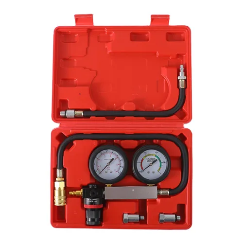 Vista 11 de Kit de comprobador de compresión de 8 piezas, medidor de presión de cilindro de motor de gasolina de 0-300 PSI, herramienta automotriz para Negro