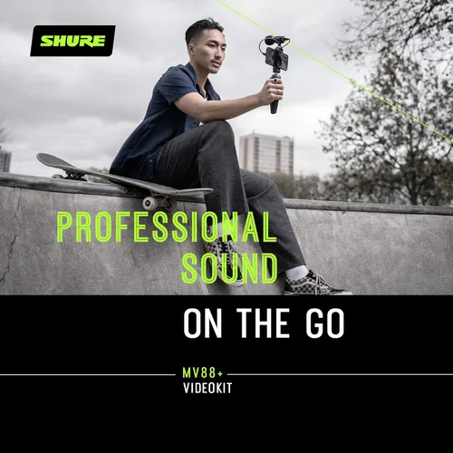 Vista 5 de Kit de video Shure MV88+ - Micrófono condensador estéreo digital para Apple y Android, con trípode Manfrotto PIXI, pinza para teléfono, montaje
