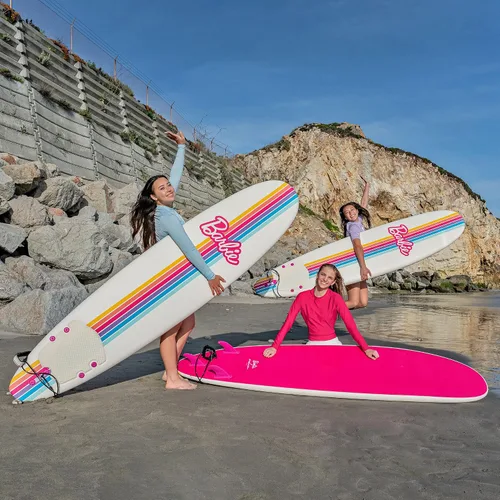 Vista 3 de Barbie™ Signature - Tabla de surf de 8 pies de Wavestorm Cubierta superior gráfica con parte inferior lisa de alta densidad para niños y adultos