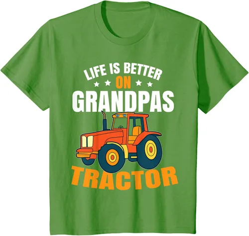 Vista 83 de Life Is Better On Grandpas Tractor Kids Farm Tractor Boy Camiseta, Negro