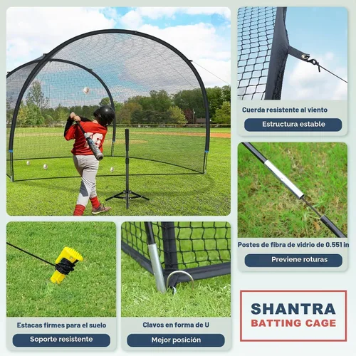Vista 3 de SHANTRA ORIENGEAR Baseball Batting Cage for Backyard, Fully Enclosed Hitting Cage, Baseball and Softball Training Cages, Backyard Hitting and