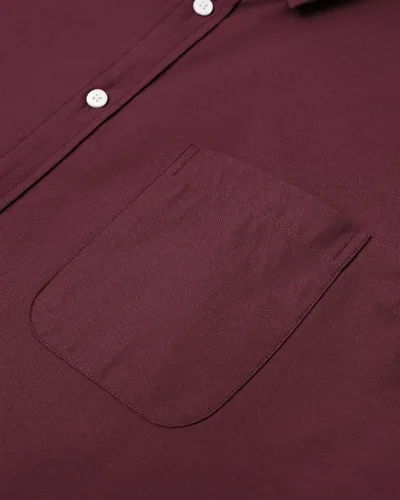 Vista 4 de Alimens & Gentle Camisa Oxford sólida de manga larga con botones y bolsillo para hombre