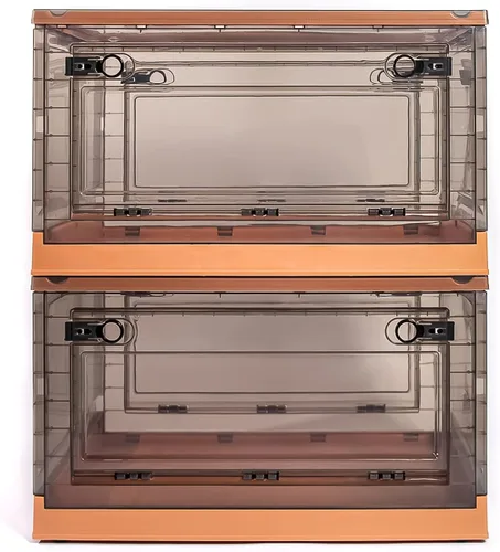 Vista 16 de Paquete de 3 contenedores de almacenamiento de apertura lateral, tapa apilable plegable, fácil de ordenar con caja de almacenamiento, ideal
