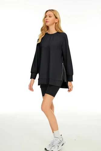 Vista 3 de EFAN Sudaderas de gran tamaño para mujer, manga larga, cuello redondo, sudaderas casuales con capucha 2024, ropa de moda de otoño