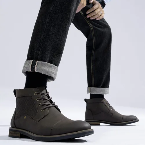 Vista 8 de Jousen Mens Boots Retro Casual Boots for Men Cap Toe Boots for Men