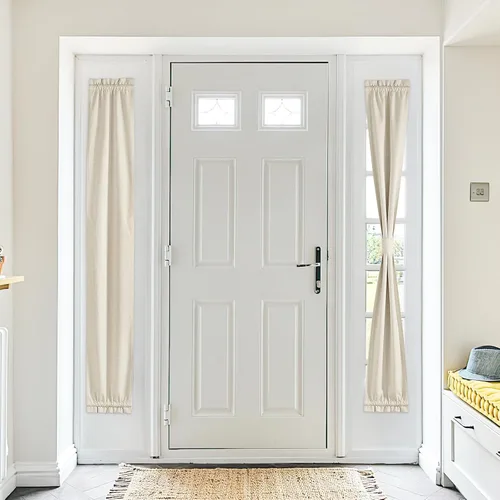 Vista 50 de NICETOWN Cortinas de Lino para Puerta Lateral - Cortinas Opacas con Aislamiento Térmico para Puerta Delantera Francesa para Sombra Pequeña