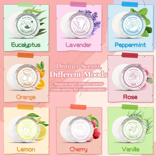 Vista 4 de Vaporizadores de ducha para aromaterapia, regalos de Navidad para mujeres, paquete de 8 bombas de ducha de aceite esencial puro para el hogar, spa