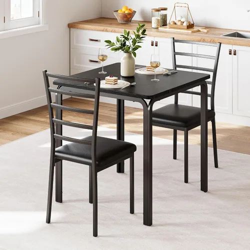 Vista 9 de IDEALHOUSE Juego de sillas de mesa de comedor de 5 piezas para espacios pequeños, juego de comedor moderno de interior para 4, juego de mesa Marrón