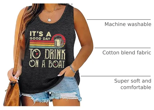 Vista 2 de Camiseta sin mangas con texto en inglés «It's A Good Day to Drink On A Boat