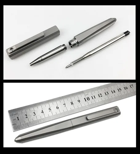 Vista 3 de Bolígrafo de bola de titanio, bolígrafo de bolsillo multifuncional EDC con tapa, bolígrafo de lujo, bolígrafo para firmas de oficina y negocios