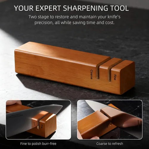 Vista 7 de KnifeSaga Juego de bloque de cuchillos de cocina, 12 piezas con afilador Juego de cuchillos de acero inoxidable de alto carbono japonés para cocina