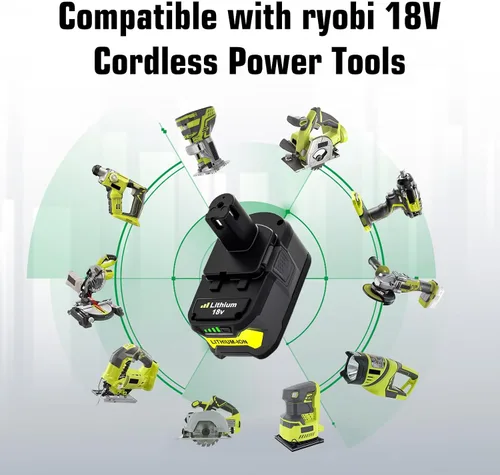 Vista 3 de Paquete de 2 baterías de repuesto de 6000mAh P108 para Ryobi 18V batería y cargador compatible con P108 P107 P105 P104 P103 P102 P190 PBP005 PBP006