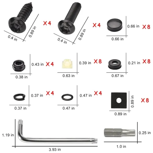 Vista 3 de Kit de tornillos antirrobo negros para matrícula, tornillos a prueba de manipulaciones para placa de matrícula, pernos de acero inoxidable 304