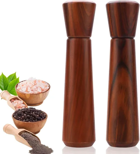 Vista 8 de Molinillo de pimienta de madera, molinillo de pimienta de madera de 10 pulgadas, molinillo de sal recargable, molinillo de pimienta manual