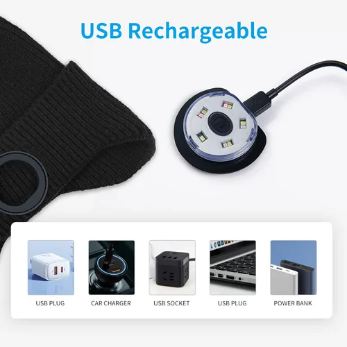 Vista 5 de Gorro Bluetooth con auriculares ligeros e inalámbricos, micrófono integrado y altavoces estéreo mejorados con música