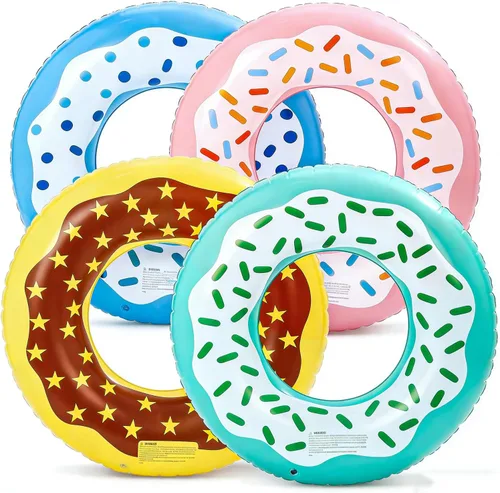 Vista 16 de 4 flotadores inflables para piscina, anillos de natación de 35 pulgadas, tubo interior grande, anillos de natación, tumbona de piscina, flotador