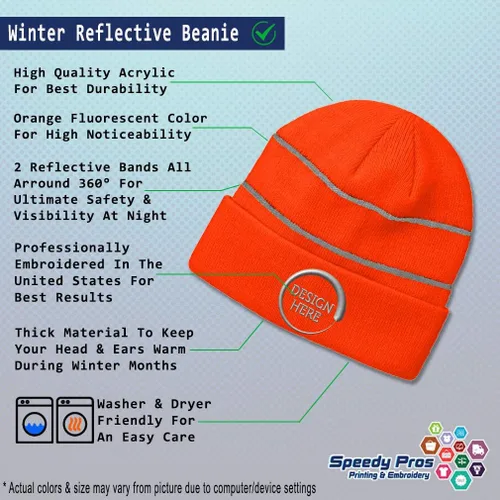 Vista 2 de Custom Reflective Beanie Abaco Barb Acrylic High Visibility Running Gear Skull Cap for Men & Women 1