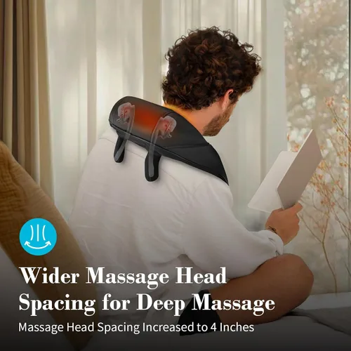 Vista 6 de CuPiLo Masajeador Shiatsu de Cuello con Calor - Regalos Ideales para Amigos, Masaje de Amasamiento Profundo 4D Inalámbrico para Alivio del Dolor
