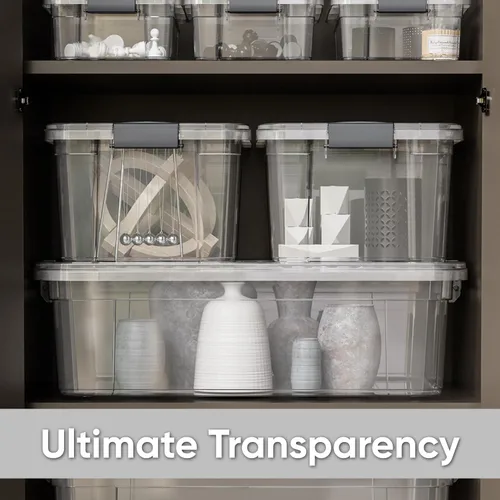Vista 9 de Superio Contenedor de plástico transparente de 7.4 cuartos con tapa, no tóxico, sin BPA, sin olor, caja de almacenamiento organizadora, recipiente
