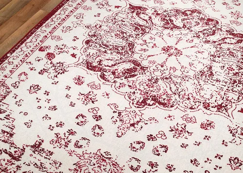 Vista 5 de Woven Trends Alfombra contemporánea y tradicional, medallón vintage 048, extremadamente duradera y resistente a las manchas, elegante con parte Rojo