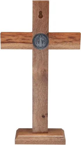 Vista 3 de Intercession Crucifijo de cruz de madera para pared y mesa (plata envejecida, 5 pulgadas)
