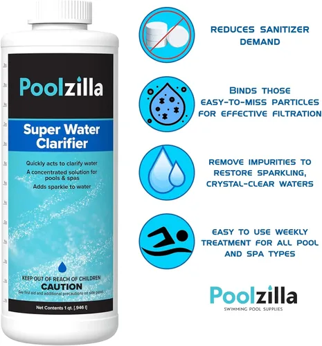 Vista 3 de Poolzilla Botella de 1 QT de solución de clarificador de agua estupenda
