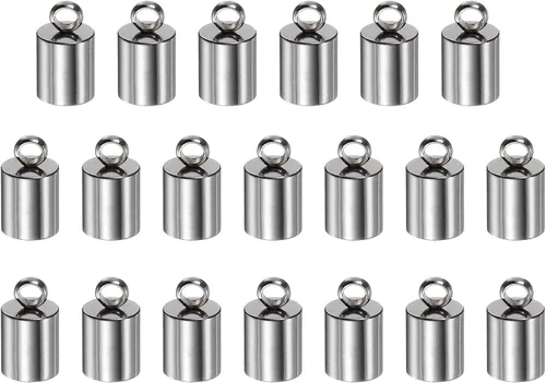Vista 22 de HARFINGTON 20 tapas de extremo de cordón de 0.059 in de identificación de acero inoxidable para manualidades, pulseras, collares, borlas, tono dorado