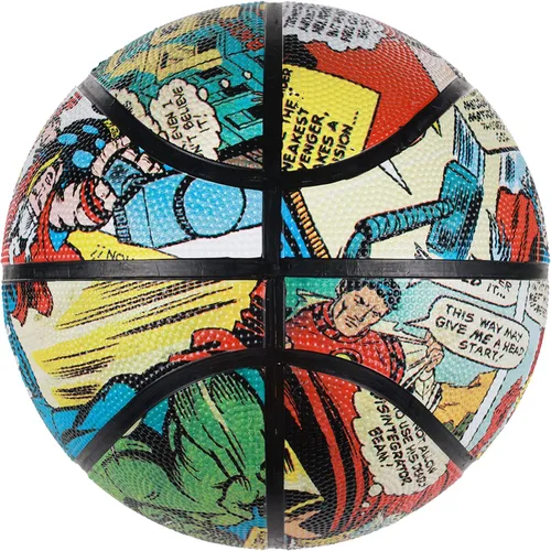 Vista 5 de Marvel Avengers Baloncesto tamaño 6, cómic clásico para interiores y exteriores, pelota deportiva juvenil para niños y niñas, color rojo