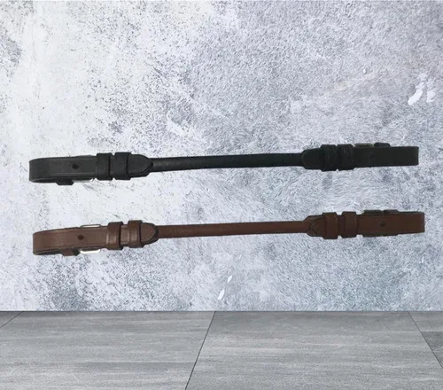 Vista 8 de Majestic Ally Par de correas de cuero enrollado con hebilla para sillas de montar inglesas, correa de mano para seguridad al montar a caballo Negro