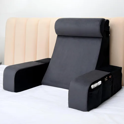 Vista 10 de Vekkia Almohada de lectura de 21 pulgadas para sentarse en la cama, almohada ergonómica de cuña trasera de 60° con espuma de múltiple densidad