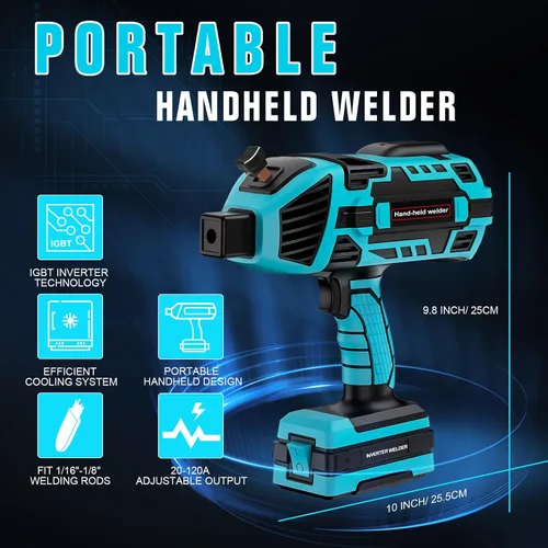 Vista 2 de TRQWH Máquina de soldadura 120A portátil de mano de 110 V, soldador ARC, inversor IGBT, mini máquina soldadora MMA apta para varillas de 1/16"-1/8