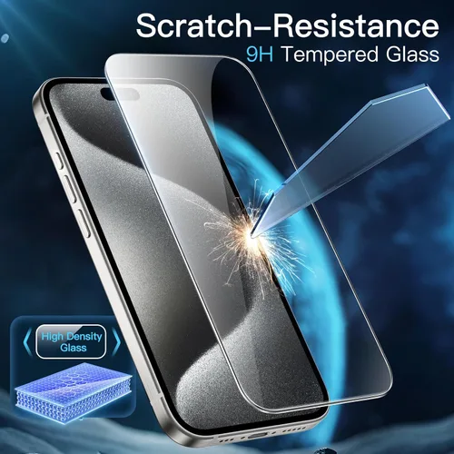Vista 5 de JETech Funda magnética 3 en 1 para iPhone 15 Pro de 6.1 pulgadas con 2 protectores de pantalla de vidrio templado, compatible con MagSafe, funda