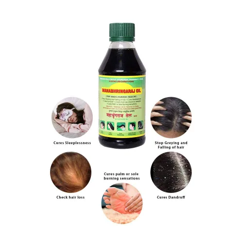 Vista 3 de Aceite de masaje para el cuero cabelludo Mahabhringraj Ramakrishna Pharma, 6.76 onzas líquidas